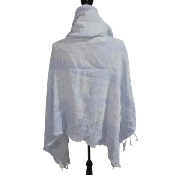 Pink Victoria's Secret Light Blue Fringed Shawl Throw Blanket Wrap 50 X 60 New - Picture 2 of 6